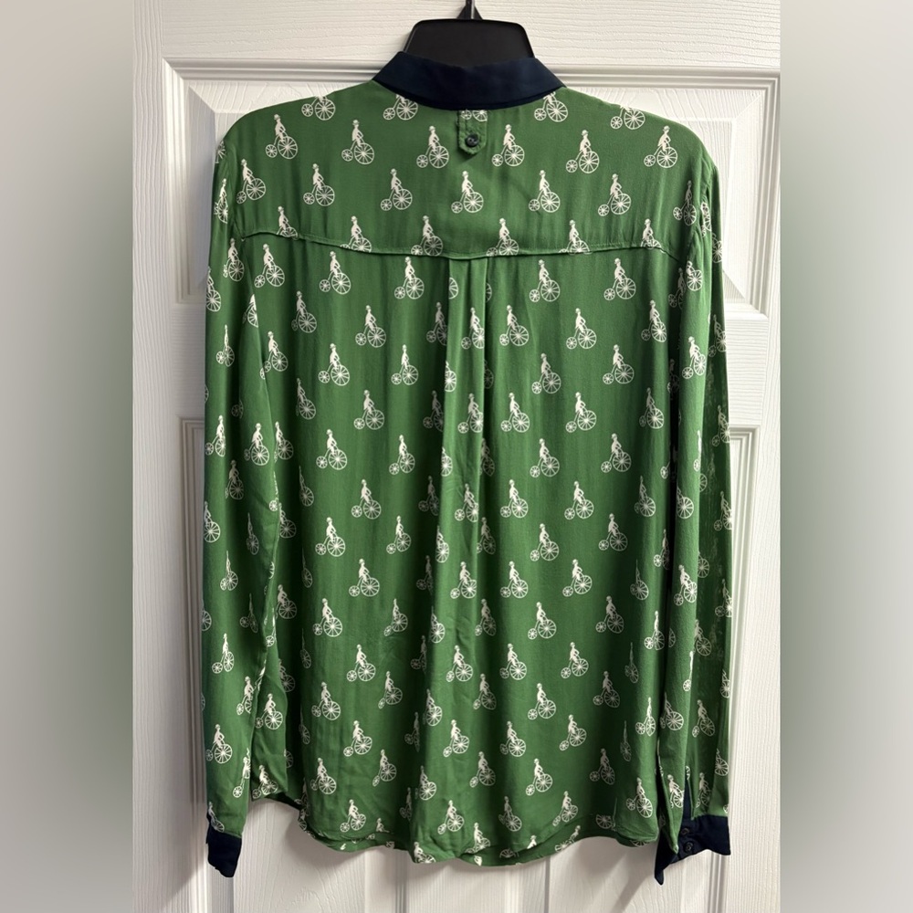*SOLD* Maeve Anthropologie Bicycle Pattern Button Down Shirt Size 10 - Picture 5 of 5